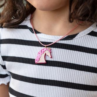 Children’s necklace with pink cord and sparkling unicorn pendant 