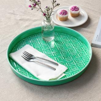 Round enamel trinket tray in green