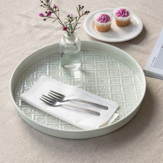 Round enamel trinket tray in light grey