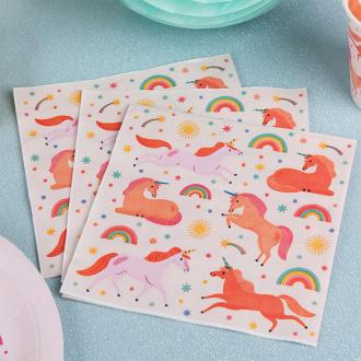 Pink unicorn-themed paper napkins.