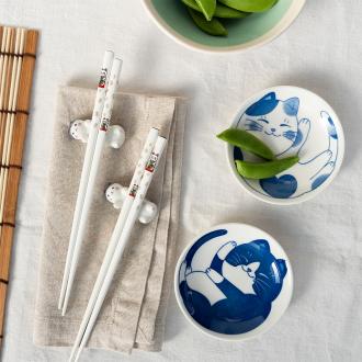  Chopsticks, rests and dipping bowls set - Cat