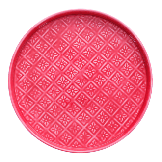 Round enamel trinket tray in vibrant pink