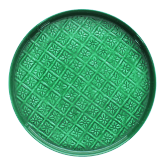 Round enamel trinket tray in dark green
