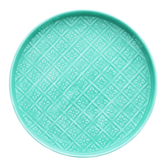 Round enamel trinket tray in aqua