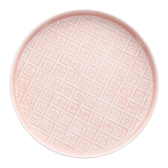 Round enamel trinket tray in soft pink