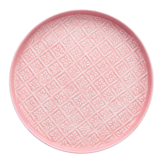 Round enamel trinket tray in pink
