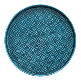 Round enamel trinket tray in blue