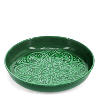 enamel trinket dish in dark green