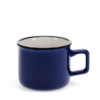 Stoneware espresso mug in dark blue.