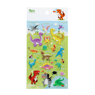 Sheet of colourful 3D puffy safari animal stickers featuring lions, giraffes, elephants, zebras, monkeys, crocodiles 