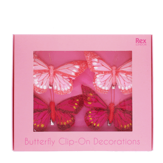  Butterfly clip decorations in a pink gift box.   