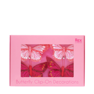  Butterfly clip-on decorations in a pink gift box.   