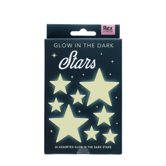 Glow-in-the-dark stars set in dark packaging with assorted star shapes on the front.