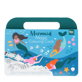 Mermaid-themed magic colouring card set with illustrated underwater scene.