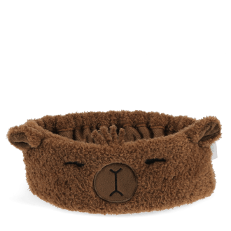 Soft and cosy headband, featuring the friendly face of a capybara. 