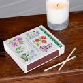 long matches in the box with wild flowers design