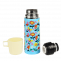 Butterfly garden flask with cup removed and lid unscrewed