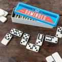 Domino tiles in play on table