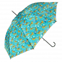Turquoise umbrella with print of cheetahs open