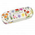 White hardshell glasses case with wild floral pattern
