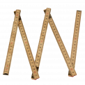 Folding wooden ruler partly unfolded showing centimetres side