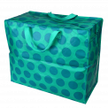 Recycled plastic jumbo storage bag in turquoise with blue spots