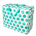 Recycled plastic jumbo storage bag in cream with turquoise spots