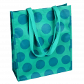 Recycled plastic shopping bag in turquoise with blue spots
