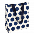 Recycled plastic jumbo storage bag in cream with navy blue spots