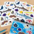 Sticker sheets with pictures of sea creatures sharks, fish, rays, etc.