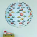 Sky blue paper lampshade with classic car vehicle decoration installed in room