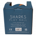 Sharks play ball in box back view