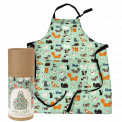 Nine Lives recycled cotton apron with fully recyclable cardboard tube