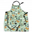 Recycled cotton apron in light green with cat print