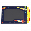 Magic Slate toy in navy blue with space rockets, stars and planet design