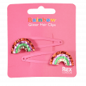  Rainbow Glitter Hair Clips (set Of 2)