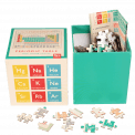 Periodic Table puzzle pieces and guide sheet in box