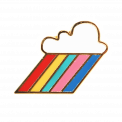 Pin badge in shape of cloud with rainbow-coloured beams