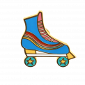 Pin badge in shape of roller skate