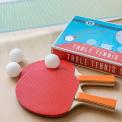 Wild Bear table tennis set and its box, set up on table