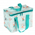 Pale aqua lunch bag with print of dancing mouse characters Mimi and Milo
