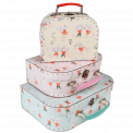 Set of 3 Mimi and Milo design carboard storage cases stacked