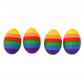 4 rainbow coloured erasers in shape of eggs