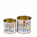Mini metal storage tins in white with print of wild flowers