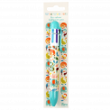 Six colour ballpoint pen with colourful wild animal print in packaging