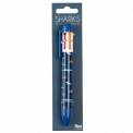 Six colour ballpoint pen with Sharks print in packaging