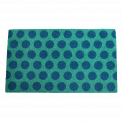 Coir doormat with blue spots on turquoise coloured surface