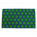 Coir doormat with green spots on blue coloured surface