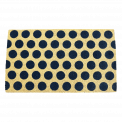 Coir doormat with navy blue spots on natural coloured surface