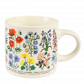 Ceramic mug in white with print of wild flowers